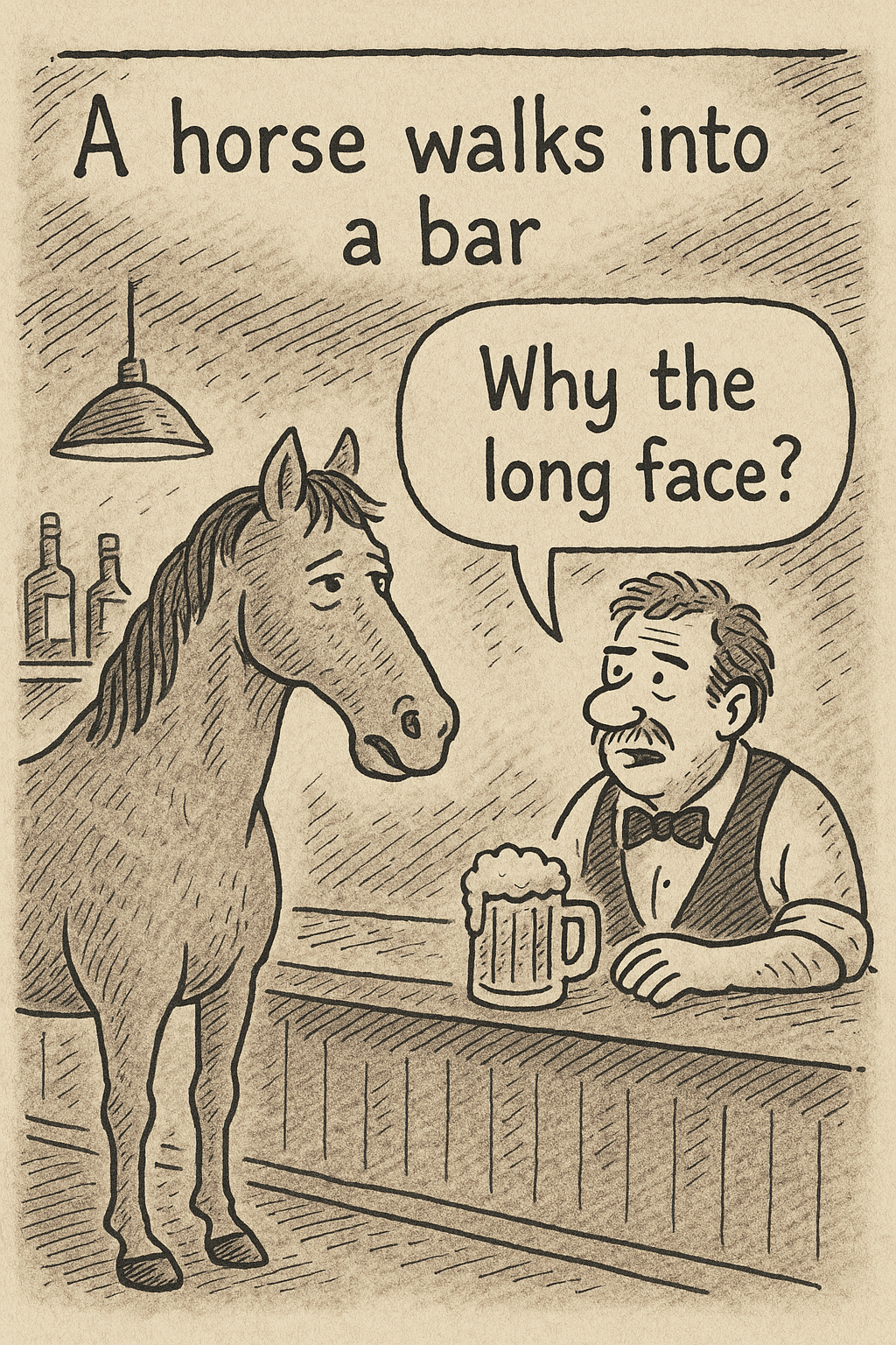 A coaster with a horse joke